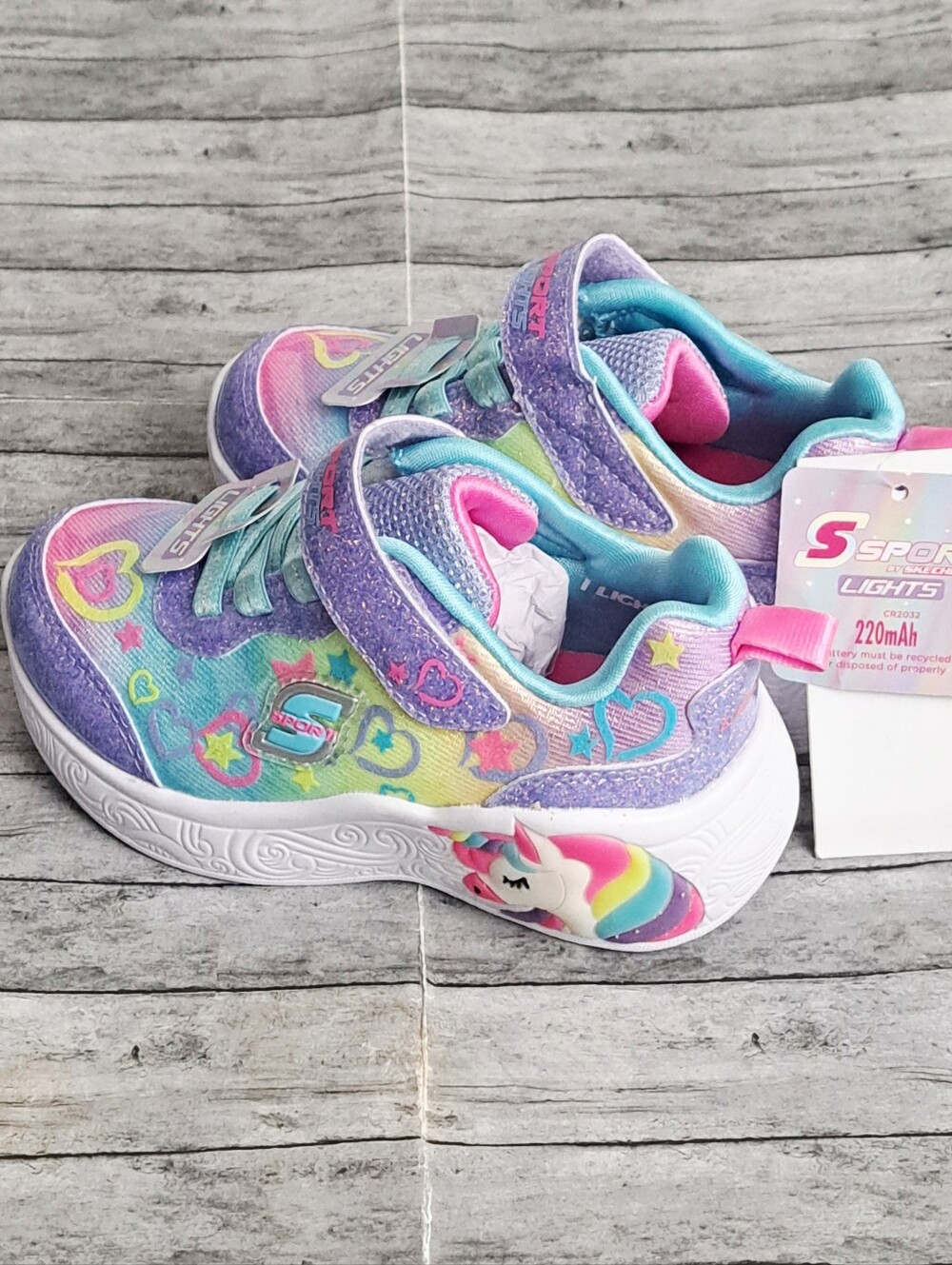S Sport Light Skechers Kids' Rainbow Unicorn Sneakers - Pastel Delight